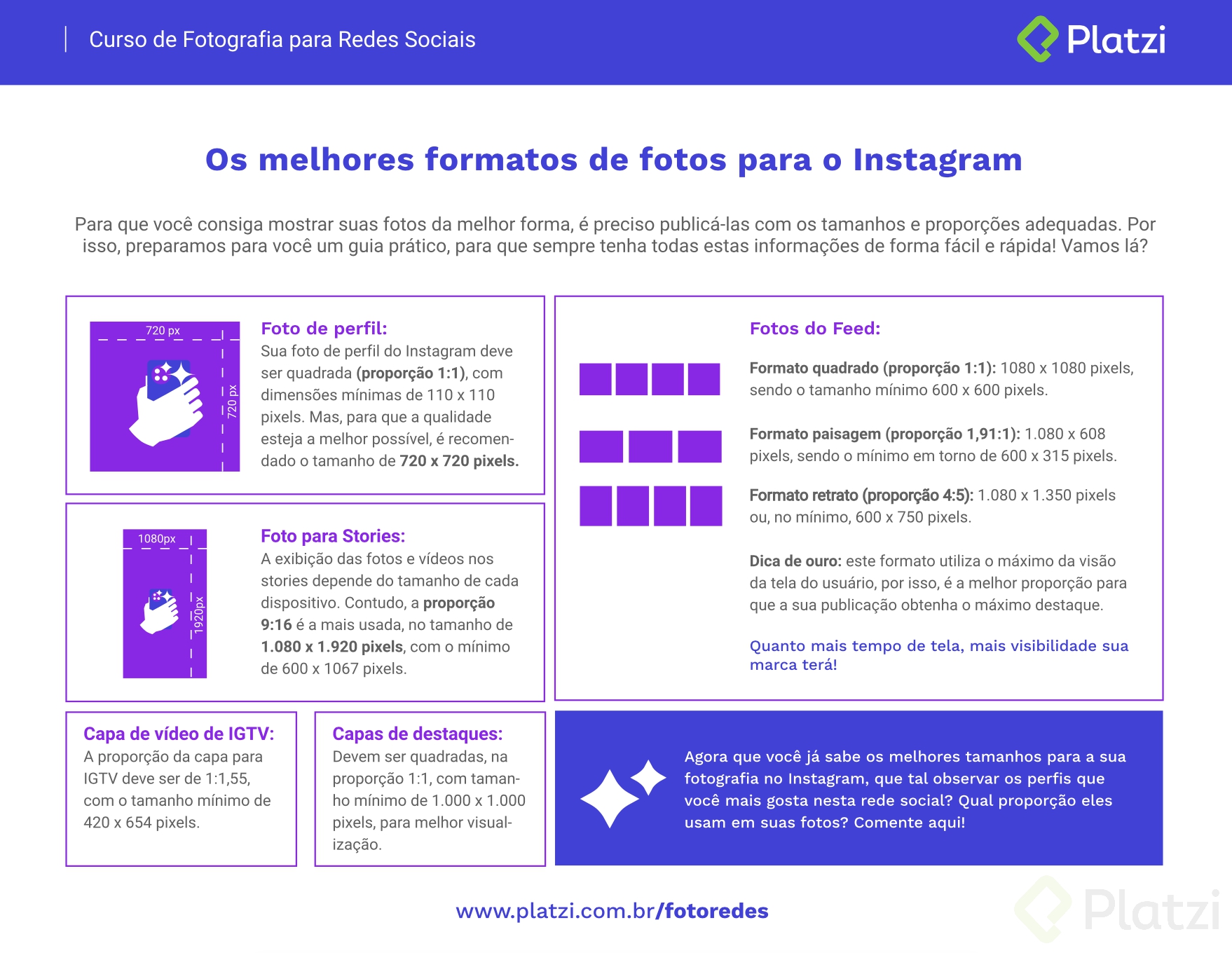 Os melhores formatos de fotos para o Instagram Platzi